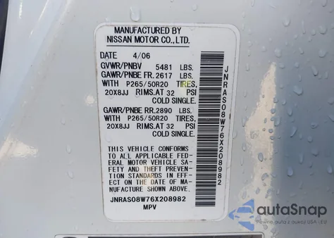 2006 Infiniti Fx35 from USA, damaged, VIN JNRAS08W76X208982